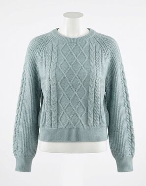 NEW SANCTUARY nomad cable popover sweater in sky gray